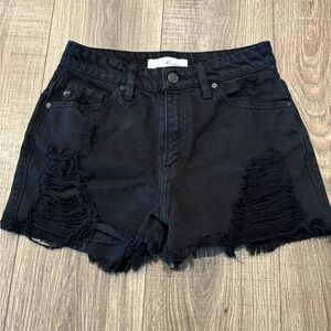 KanCan Black Distressed Jean Shorts